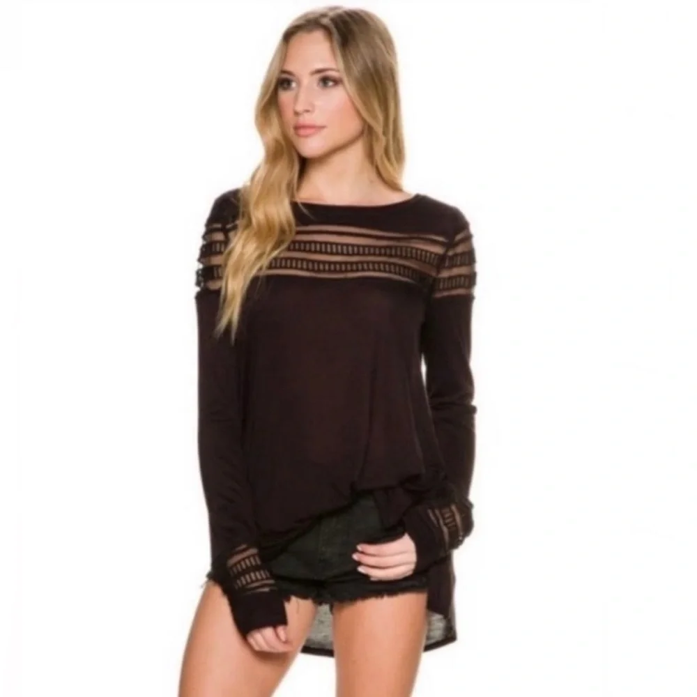 🎉HOST PICK 11.2025🎉 Free People Roxie Tee Black Size Small